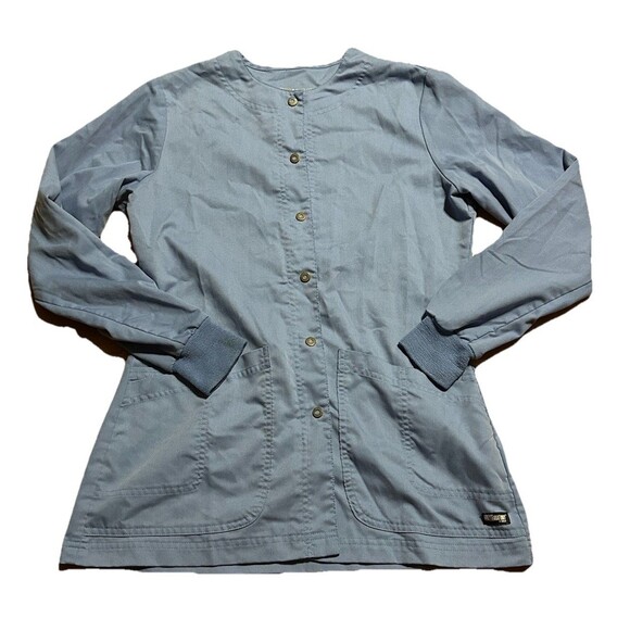 Grey's Anatomy Blue Scrub Jacket Snap Closure Long Sleeve Small - Picture 1 of 5